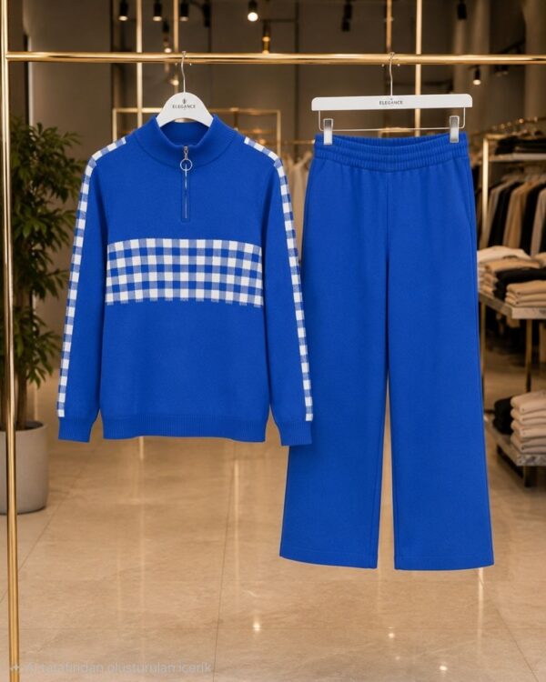 Blue Checkered Tracksuit Set - Premium Wholesale