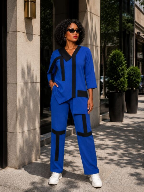 Elegant Color Block Shirt Dress