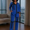 Elegant Color Block Shirt Dress