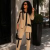 Elegant Color Block Shirt Dress