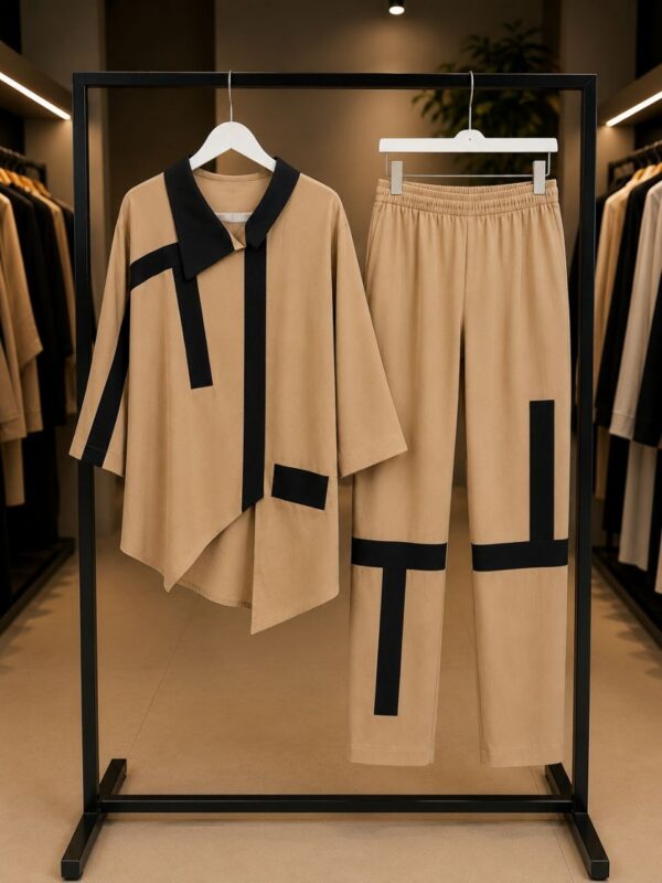 Elegant Color Block Shirt Dress