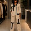Elegant Color Block Shirt Dress
