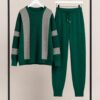 Two-Piece Knit Set: Striped Sweater & Matching Pants