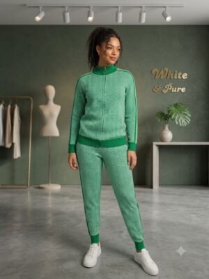 Green Chevron Lounge Set - Premium Knit Tracksuit