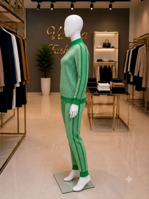 Green Chevron Lounge Set - Premium Knit Tracksuit