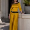 Premium Two-Piece Gold Set with Embellished Trim