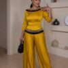 Premium Two-Piece Gold Set with Embellished Trim
