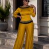 Premium Two-Piece Gold Set with Embellished Trim