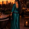 Premium Two-Piece Emerald Green Satin Set