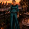 Premium Two-Piece Emerald Green Satin Set