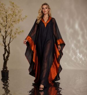 Premium Black Orange Boubou Dress