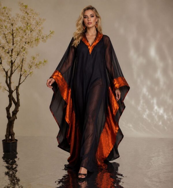 Premium Black Orange Boubou Dress