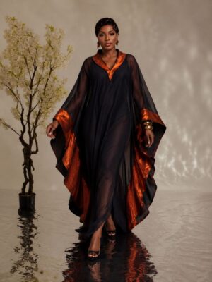Premium Black Orange Boubou Dress