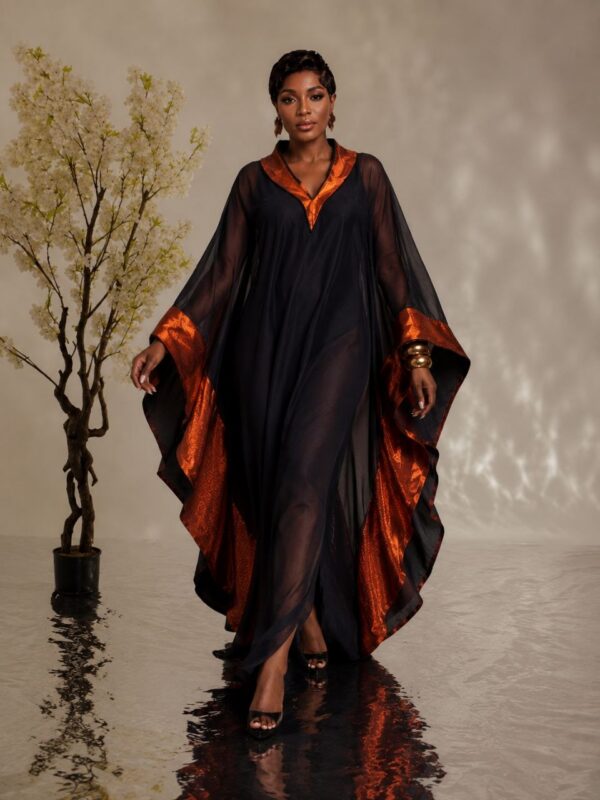 Premium Black Orange Boubou Dress