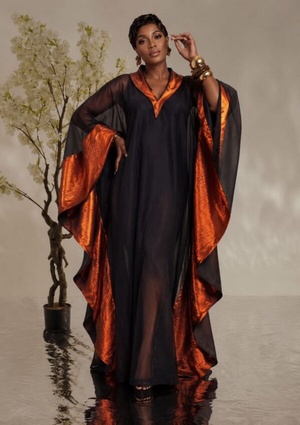 Premium Black Orange Boubou Dress
