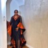 Premium Black Orange Boubou Dress