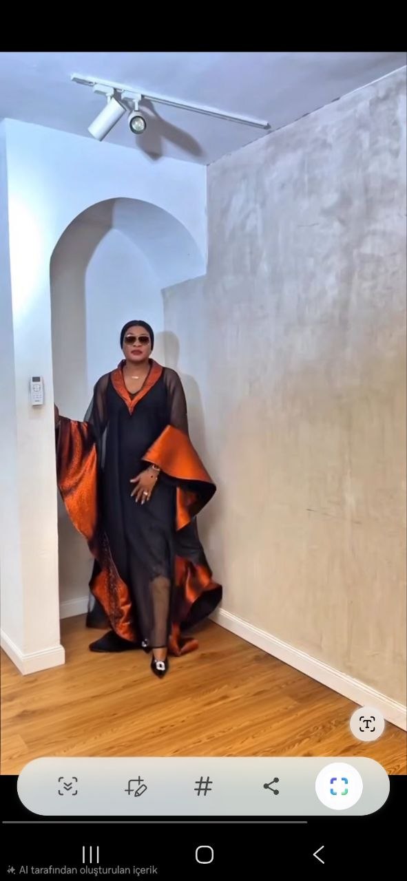 Premium Black Orange Boubou Dress