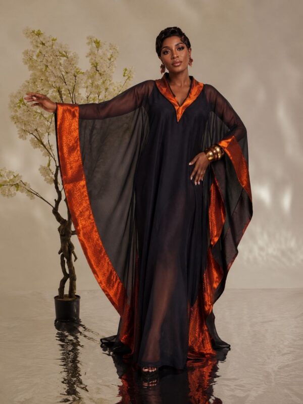 Premium Black Orange Boubou Dress