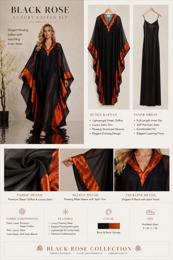 Premium Black Orange Boubou Dress