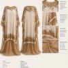 Premium Evening Dress with Lace Cape - Cream & Gold