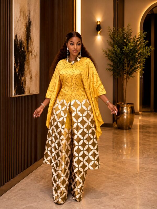 Premium Yellow Gold Kimono & Pants Set