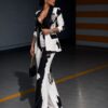 Black & White Color Block Suit Set - Jacket & Pants