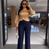 Premium Gold Jacket & Navy Pants Set