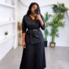 Premium Blue Blazer Pleated Skirt Set - Wholesale