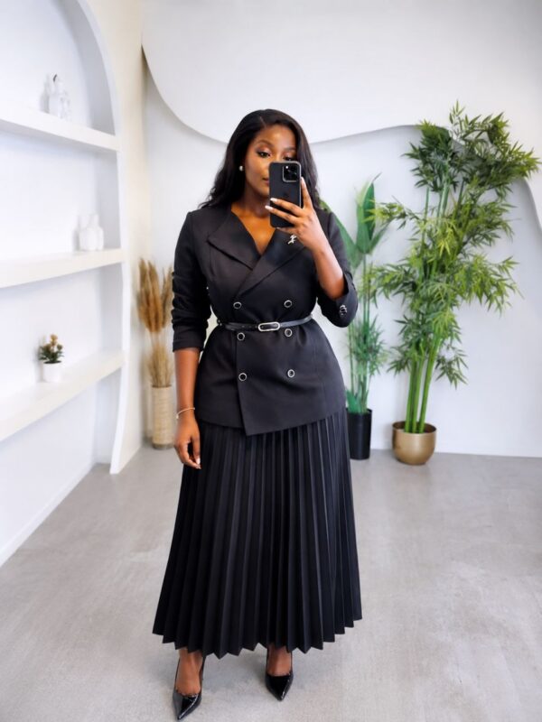 Premium Blue Blazer Pleated Skirt Set - Wholesale