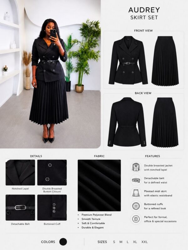 Premium Blue Blazer Pleated Skirt Set - Wholesale