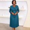 Premium Blue Blazer Pleated Skirt Set - Wholesale