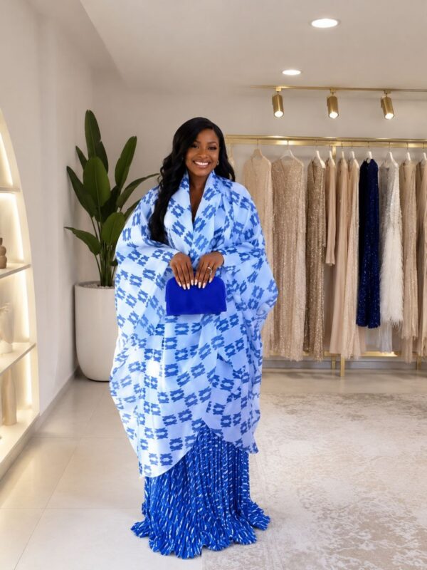 Premium Blue Kimono Skirt Set - Wholesale Fashion