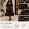 Black & Gold Floral Evening Dress