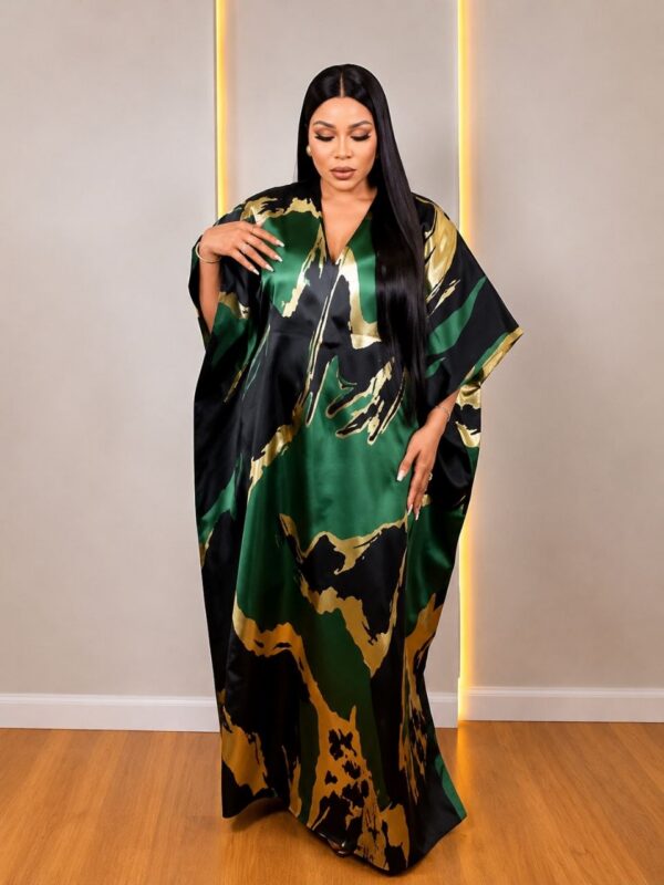 Premium Evening Dress - Yellow & Black Geometric Pattern