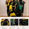 Premium Evening Dress - Yellow & Black Geometric Pattern