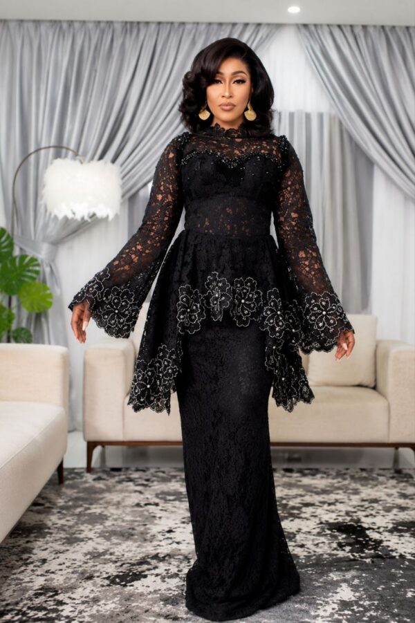Premium Black Lace Evening Dress