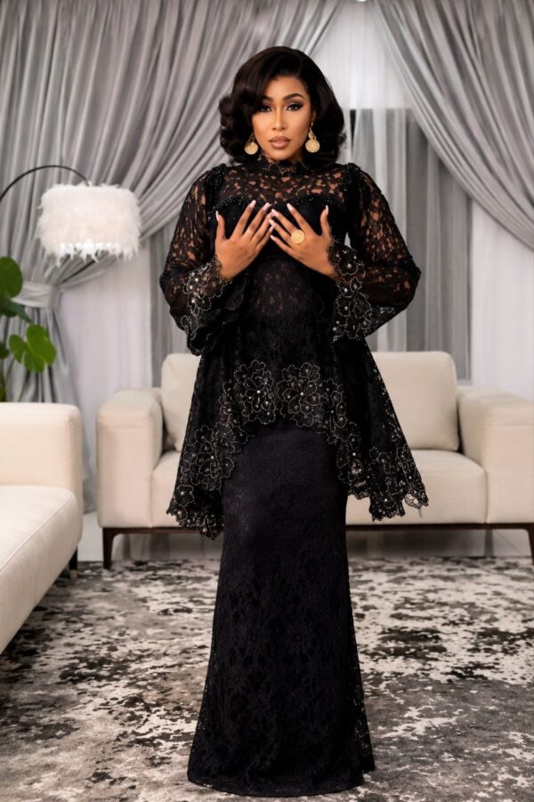 Premium Black Lace Evening Dress