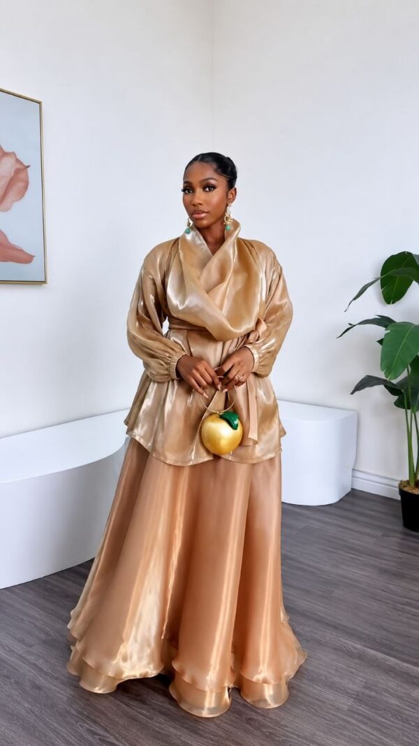 Bronze Satin Evening Dress - Wholesale