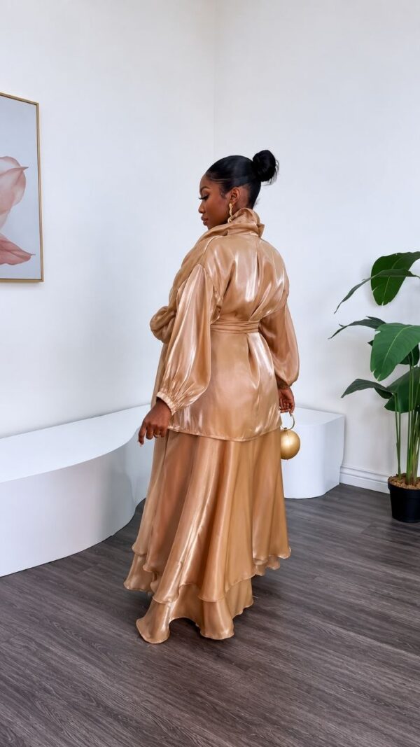 Bronze Satin Evening Dress - Wholesale