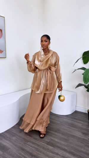 Bronze Satin Evening Dress - Wholesale