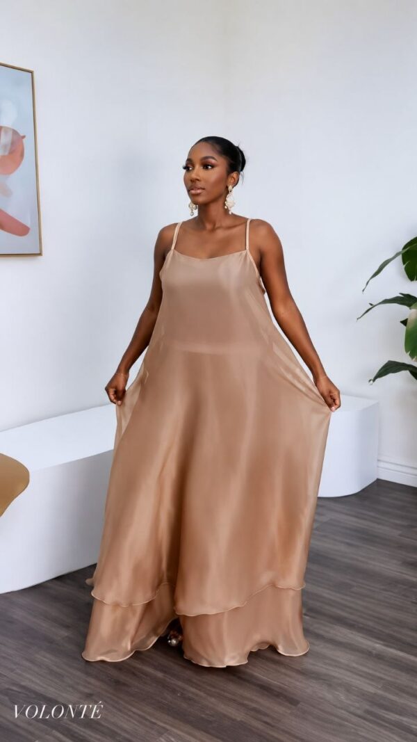 Bronze Satin Evening Dress - Wholesale