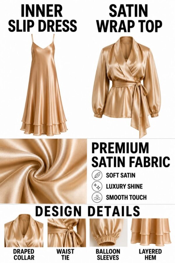 Bronze Satin Evening Dress - Wholesale