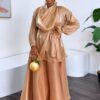 Bronze Satin Evening Dress - Wholesale