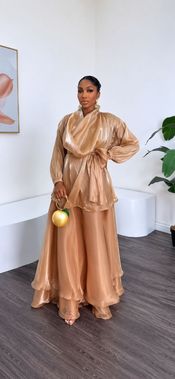 Bronze Satin Evening Dress - Wholesale