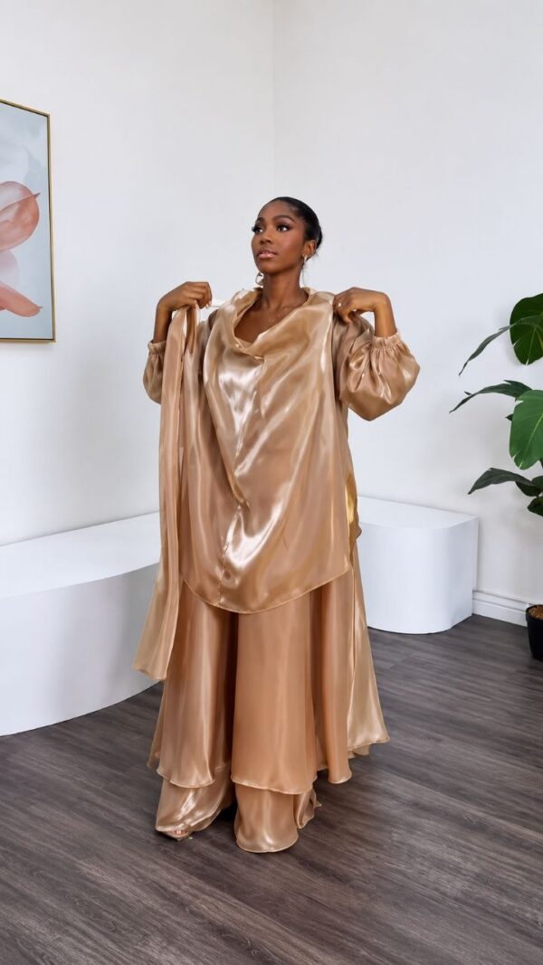 Bronze Satin Evening Dress - Wholesale
