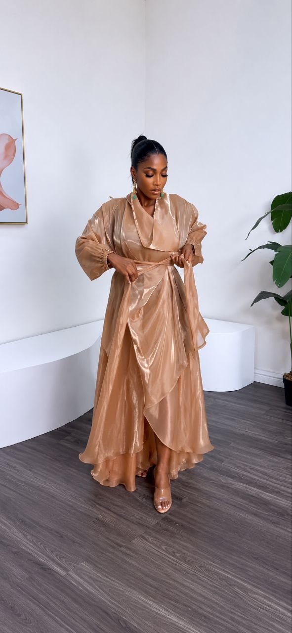 Bronze Satin Evening Dress - Wholesale