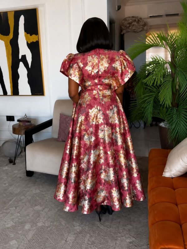 Evening Dress - Dusty Rose Gold Jacquard