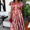 Evening Dress - Dusty Rose Gold Jacquard