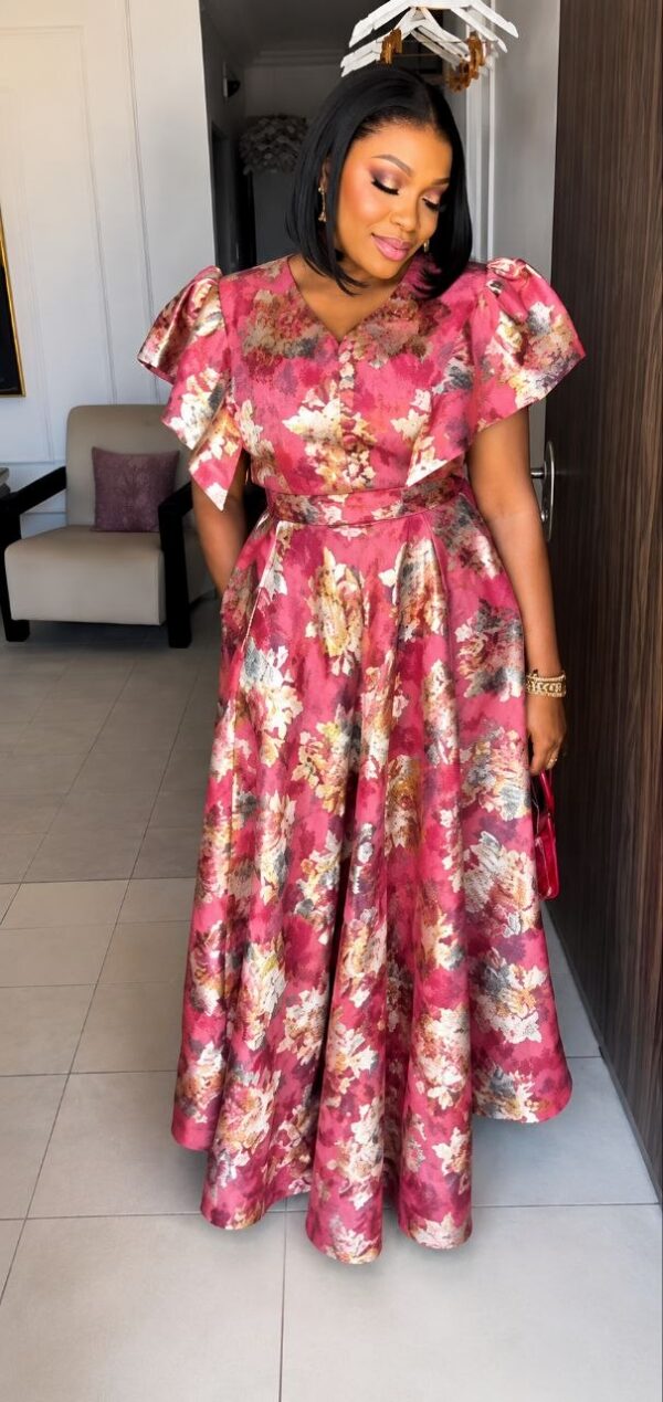 Evening Dress - Dusty Rose Gold Jacquard