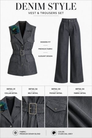 Premium Two-Piece Charcoal Suit Set